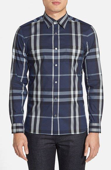 Burberry Nelson Woven Check Sport Shirt, Charcoal 